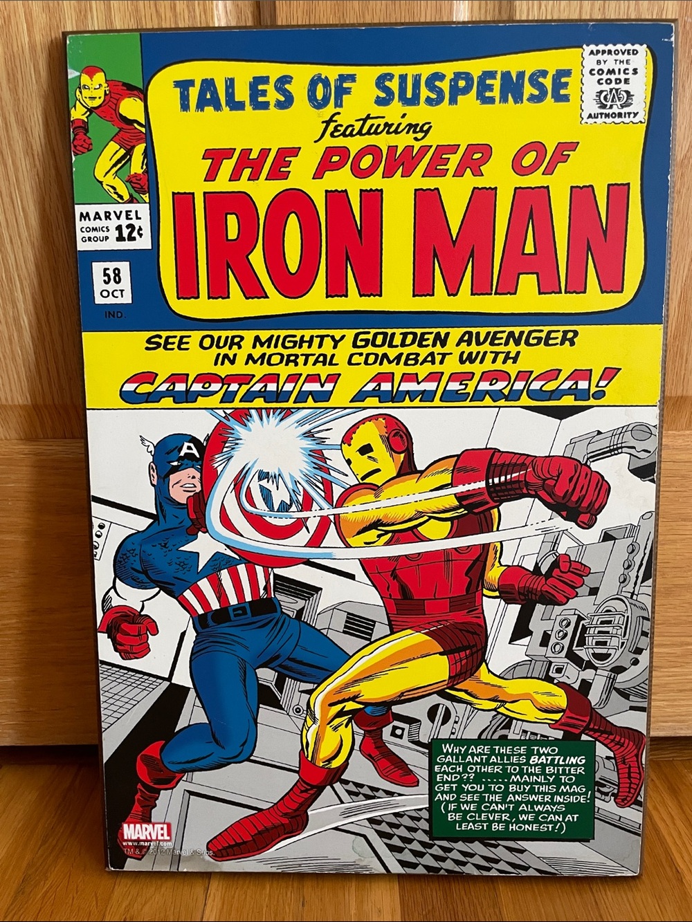 Iron Man vs Captain America “Tales of Suspense #58” Wooden Comic Cover - 13”x19”